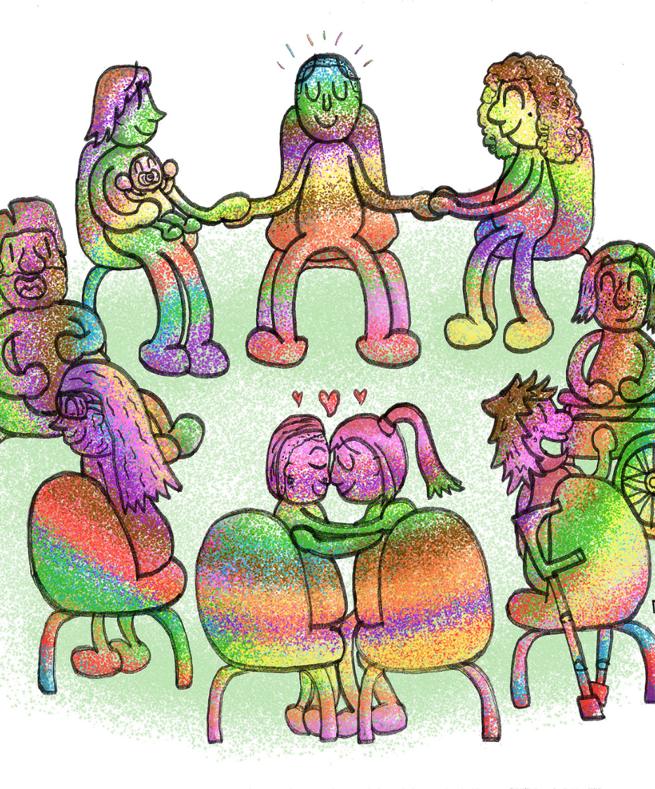 Imagen que representa un grupo de personas de terapia grupal presencial